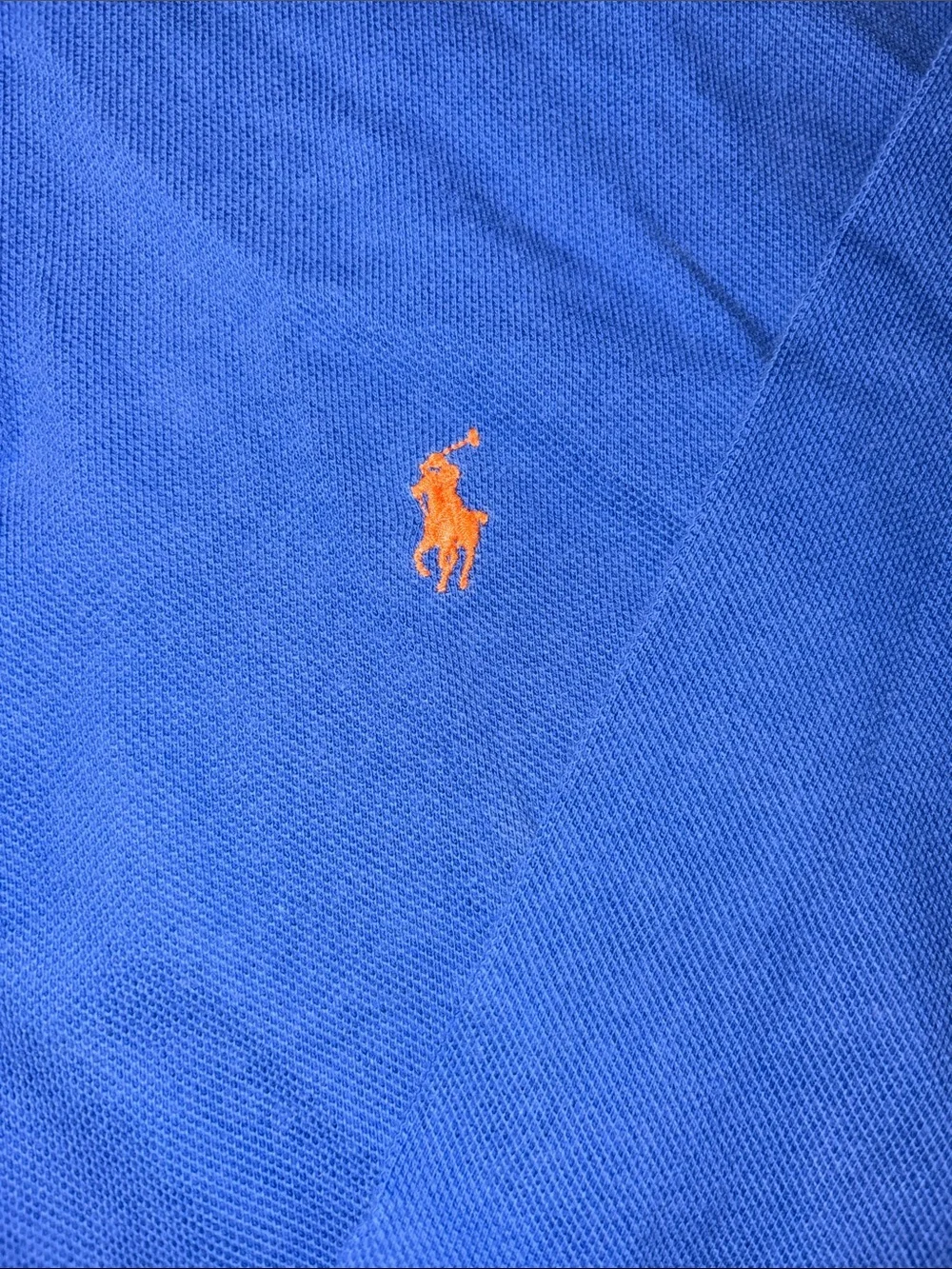 Ralph Lauren Boys Long Sleeve Polo - Royal Blue with Orange Pony. Med (12/14)